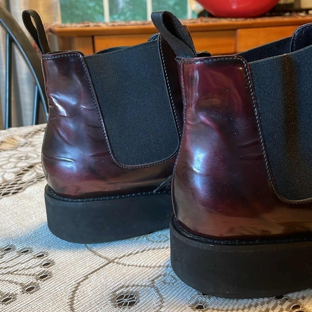 Baldinini Ombré Black Burgundy Oxford Leather Low Platform Ankle Boot - Picture 6 of 12